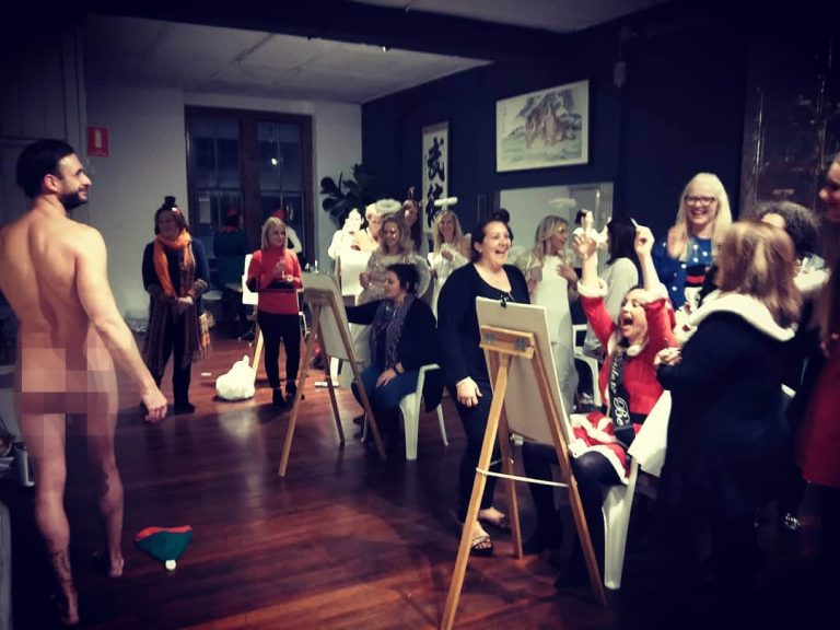 Hens party life drawing class in progress